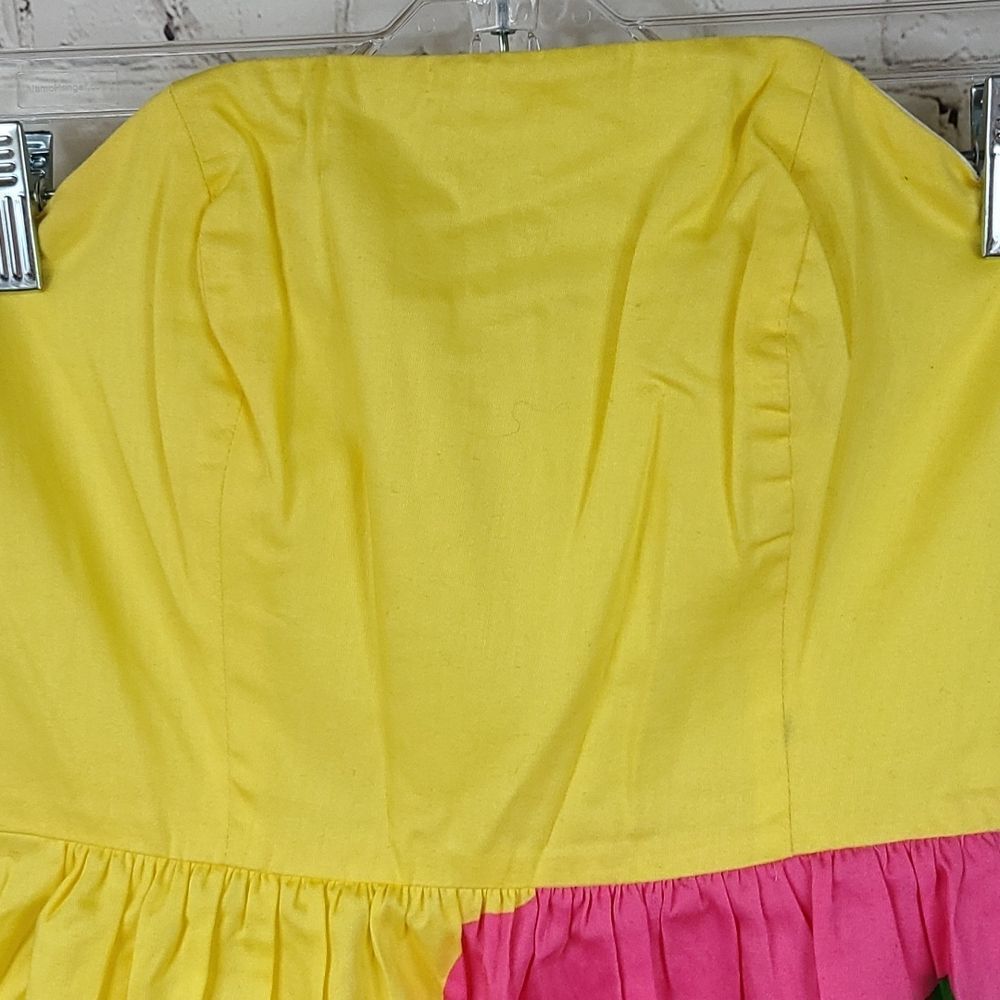 Lilly Pulitzer Lottie Strapless Floral Fit Flare Dress Starfruit Yellow 00 XXS - Picture 10 of 15